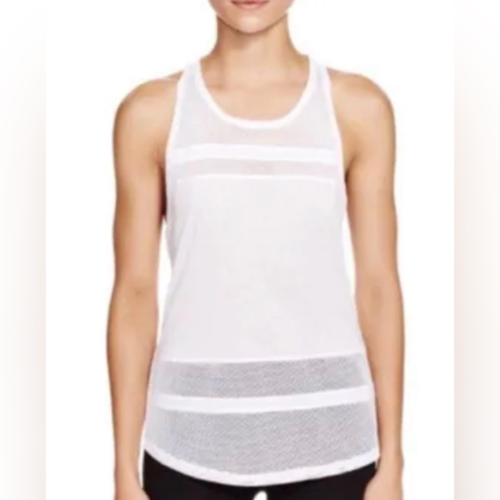 ALO Ella Racerback Mesh Cutout White Tank Top Shirt